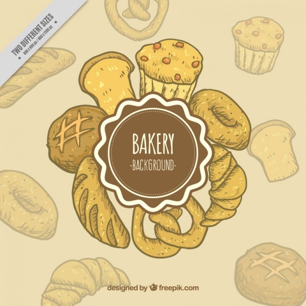 Free Vector background of hand drawn bakery products