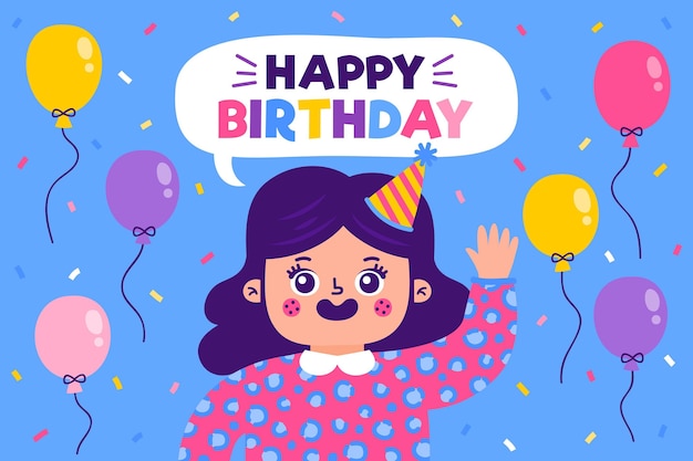 Free vector background of hand drawn birthday party with balloons
