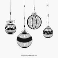 Free vector background of hand-drawn christmas balls