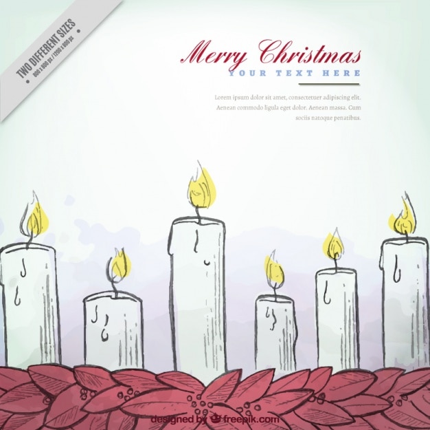 Free vector background of hand drawn christmas candles