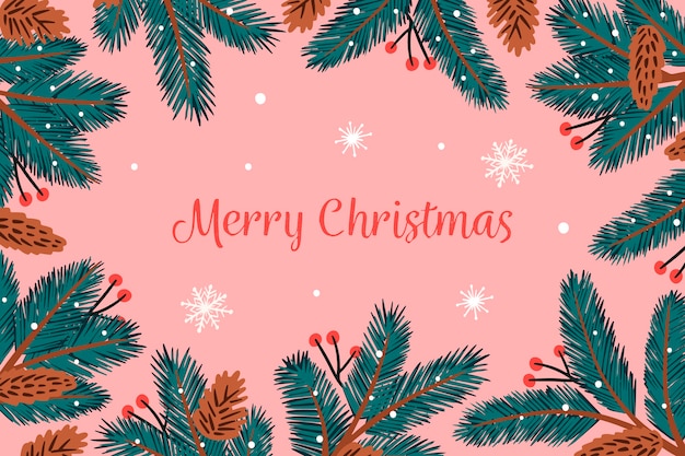 Free vector background hand-drawn christmas tree branches