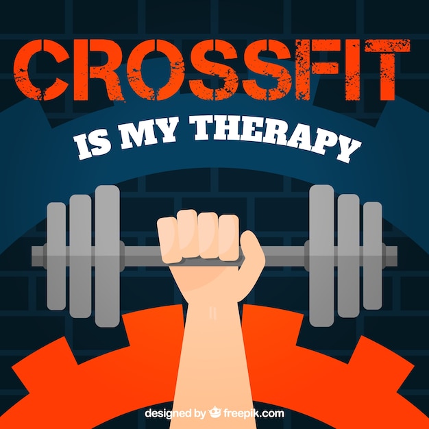 Free vector background of hand lifting weights in flat design