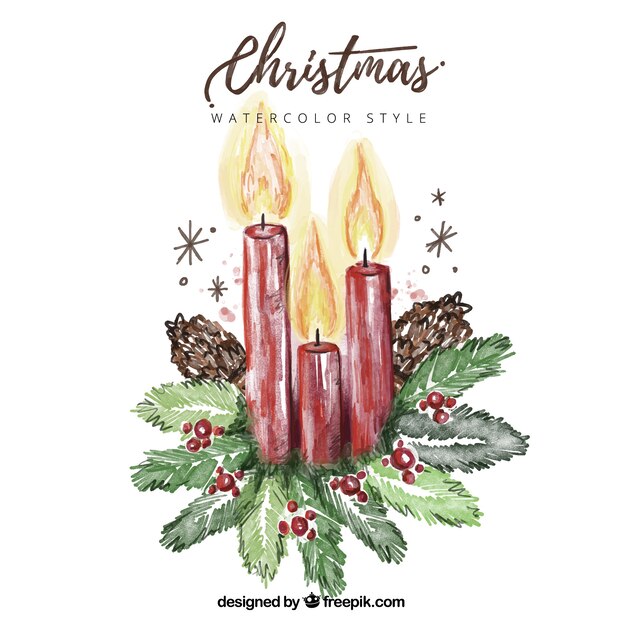 Background of hand-painted christmas candles