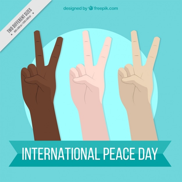 Free vector background of hands with peace symbol