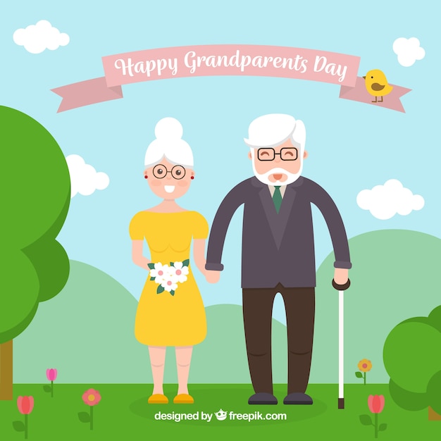 Free vector background of happily in love grandparents