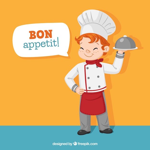 Free vector background of happy chef character