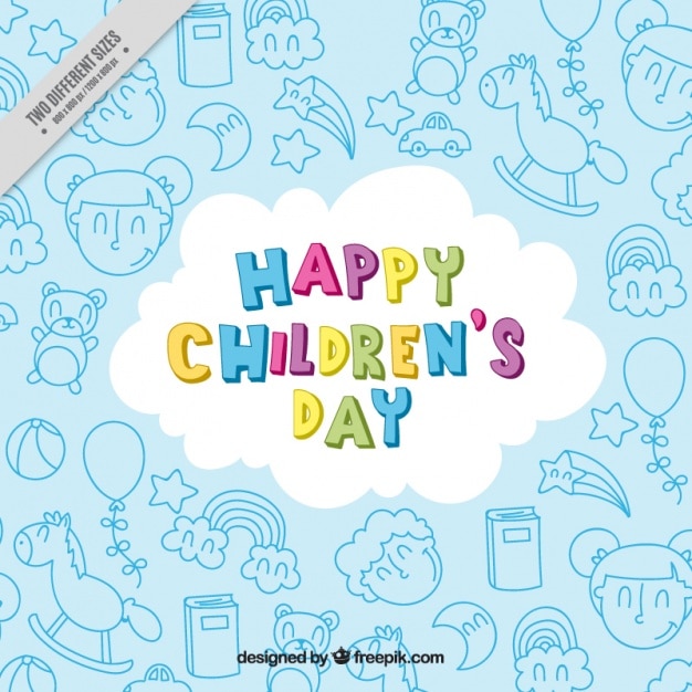 Free vector background of happy children's day with drawings