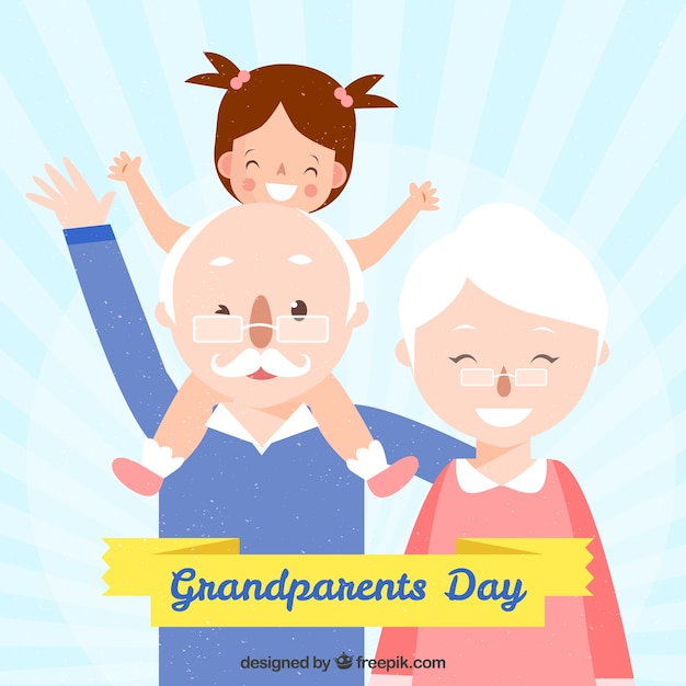 Фон счастливых бабушек и дедушек с внучкой