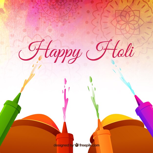 Background happy holi in flat design