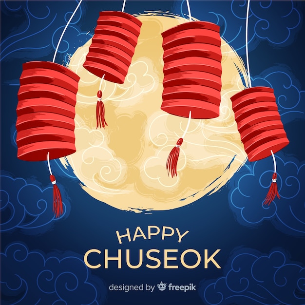 Free vector background of happy korean chuseok