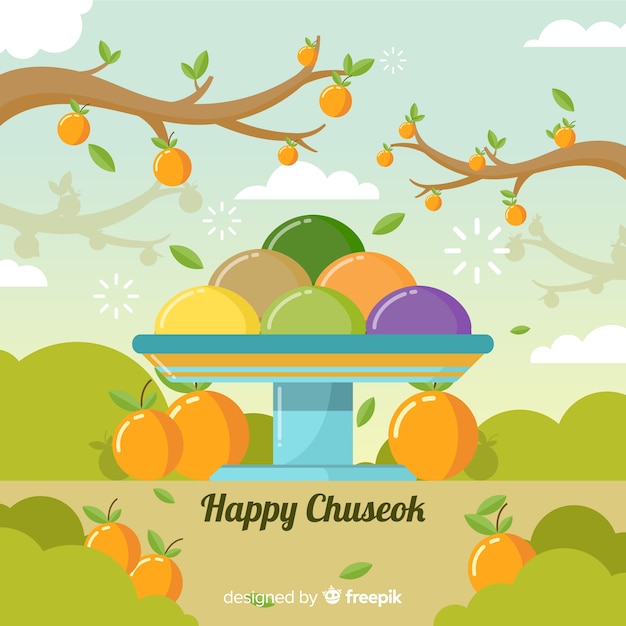 Free vector background of happy korean chuseok