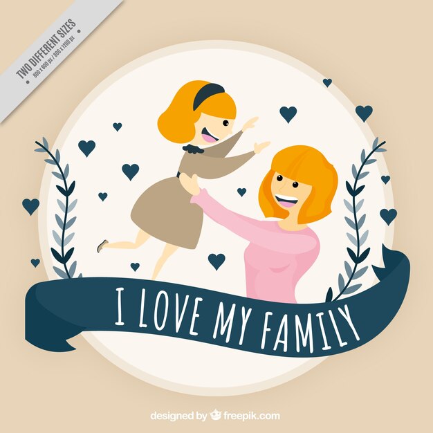 Free Vector background of happy mother with her daughter
