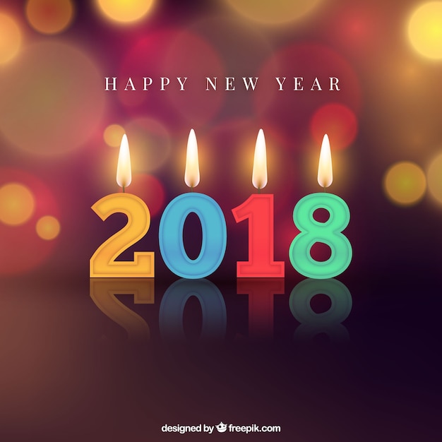 Background happy new year 2018 with candles