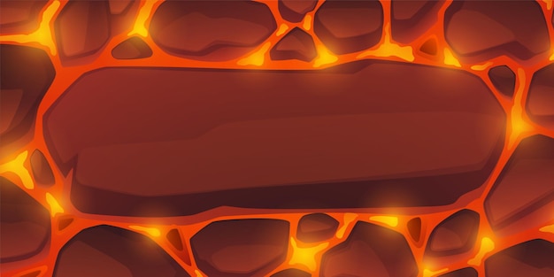 Vettore gratuito sfondo di lava liquida calda con pietre