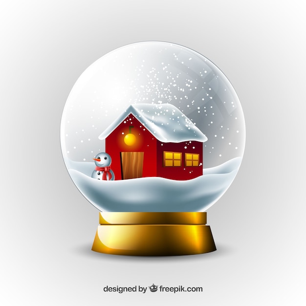 Free vector background of house inside snowglobe