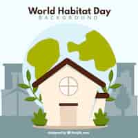 Vettore gratuito sfondo della casa con vegetazione per il giorno habitat mondo