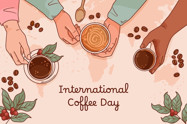 国際コーヒーデーのお祝いの背景