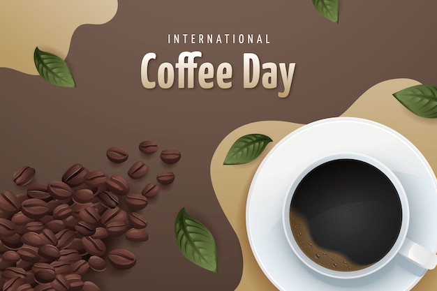 Vettore gratuito sfondo per la celebrazione della giornata internazionale del caffè