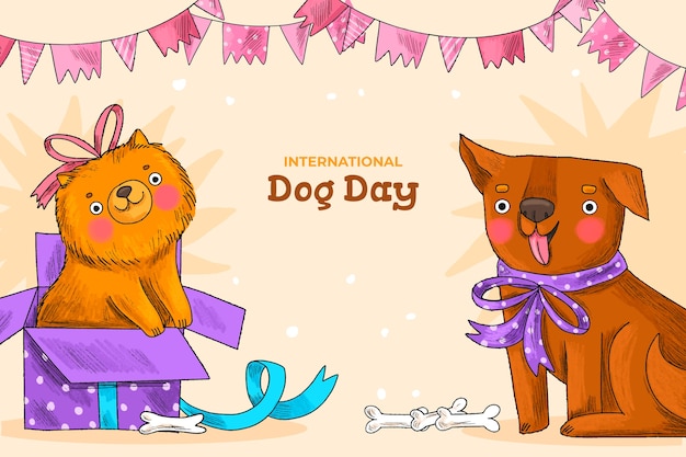 Free vector background for international dog day celebration