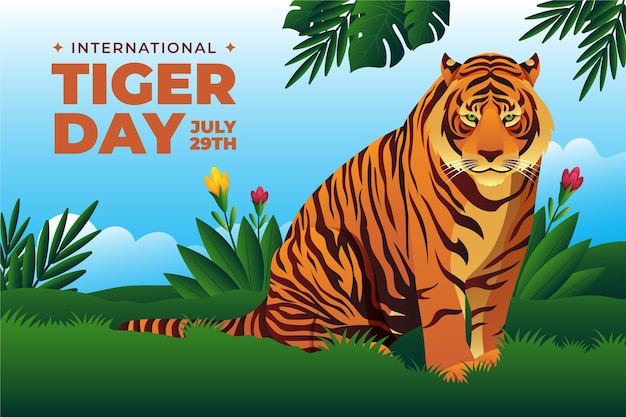 Free vector background for international tiger day awareness