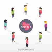 Free vector background of isometric people with colored clothes