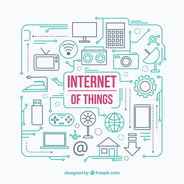 Free vector background of items connected to internet