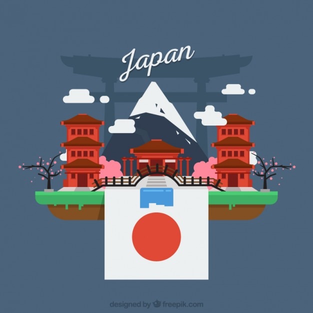 Free vector background of japanese landscape