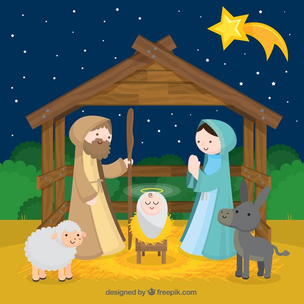 Background of jesus bird with shooting star