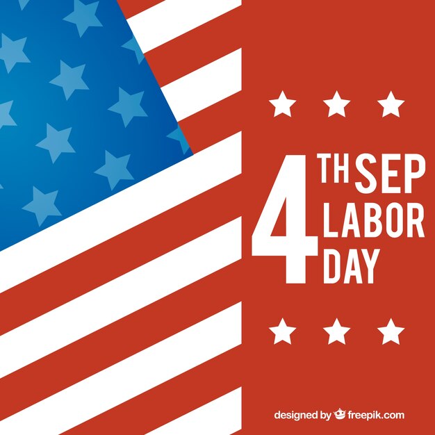 Background for labor day with flag and date