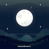 Free vector background of landscape with full moon