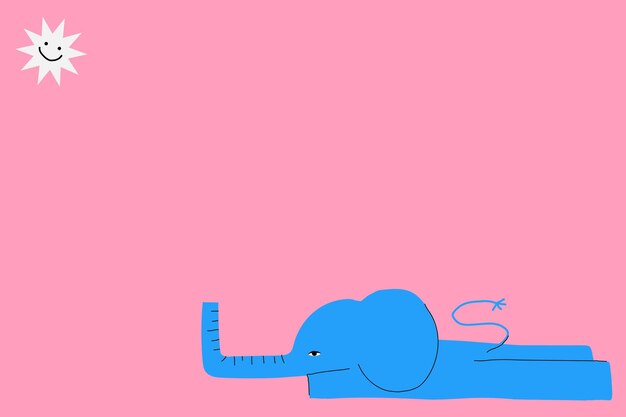 Background  of lazy elephant on pink wallpaper