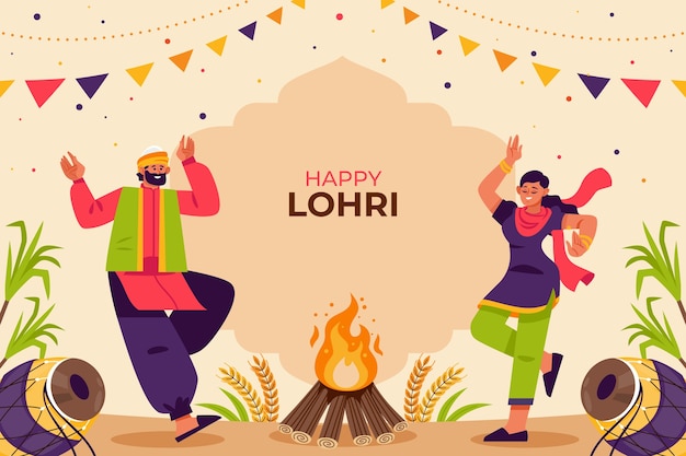 Free Vector background for lohri festival celebration