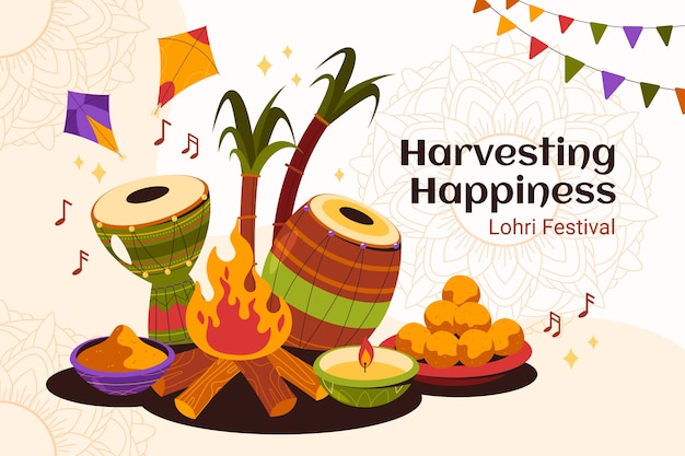 Free vector background for lohri festival celebration