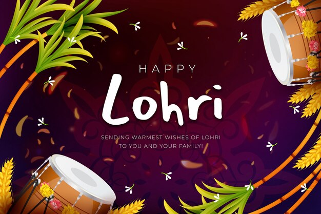Free Vector background for lohri festival celebration