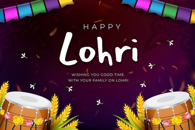 Free Vector background for lohri festival celebration