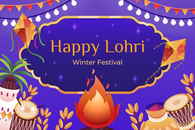 Vettore gratuito lo sfondo della celebrazione del festival di lohri