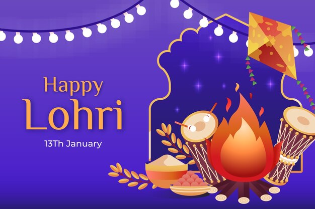 Free Vector background for lohri festival celebration