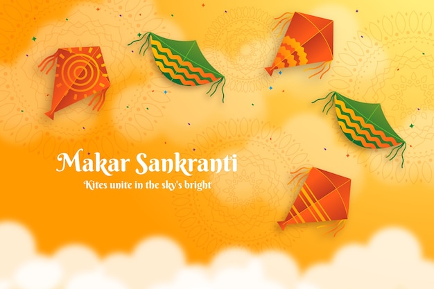 Free vector background for makar sankranti festival celebration