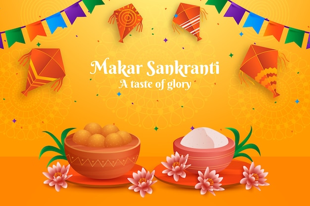 Free Vector background for makar sankranti festival celebration