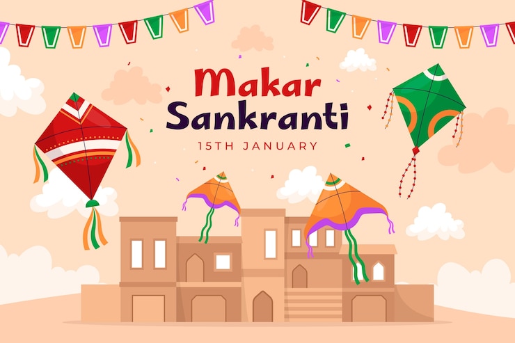 मुफ़्त वेक्टर background for makar sankranti festival celebration