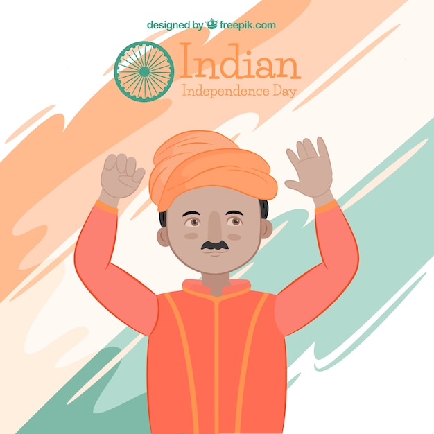 Background of man celebrating indian independence