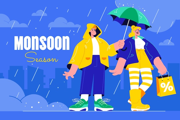 Free vector background for monsoon season