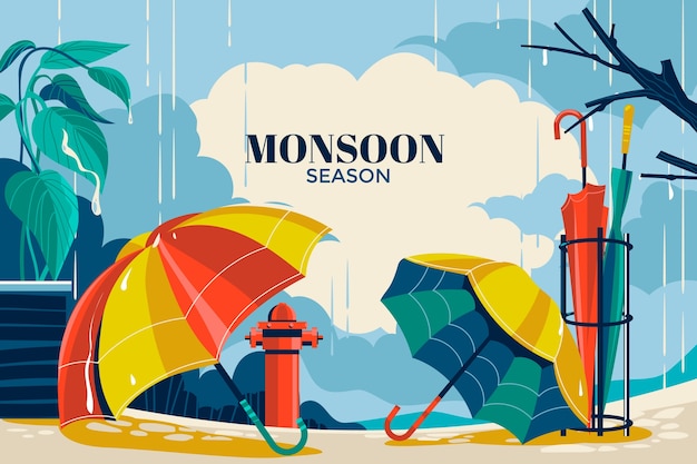 Free vector background for monsoon season