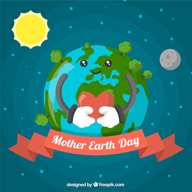 Background for mother earth day in flat design