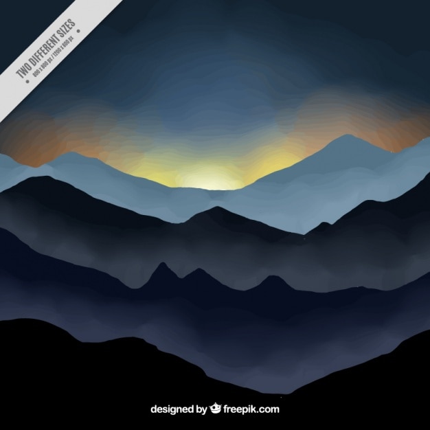 Free Vector background of mountains with fog