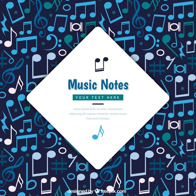 Free vector background of musical notes in blue tones