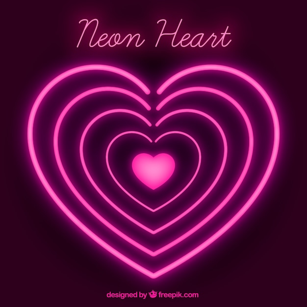 Free vector background of neon hearts