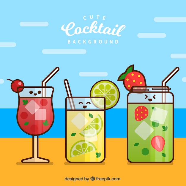 Background of nice cocktails in linear style