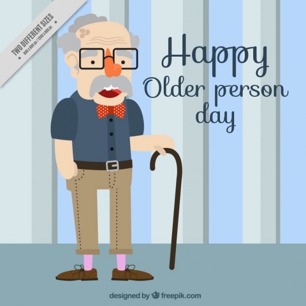 Free vector background nice old person with a cane