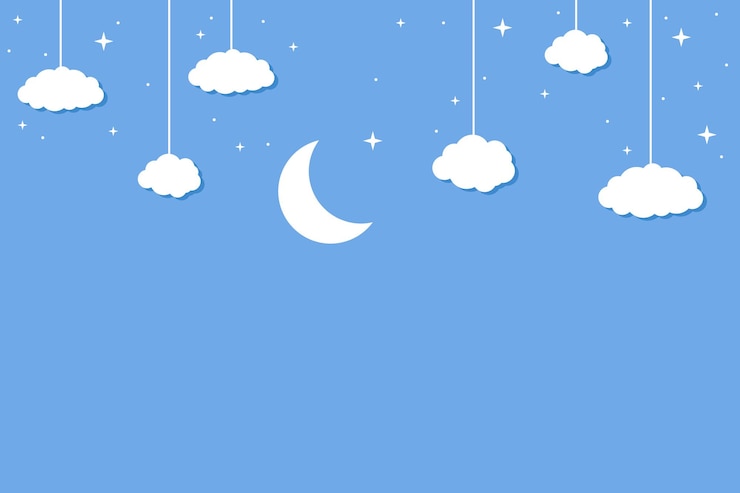 Free Vector background of paper cut style moon and clouds hanging from the top